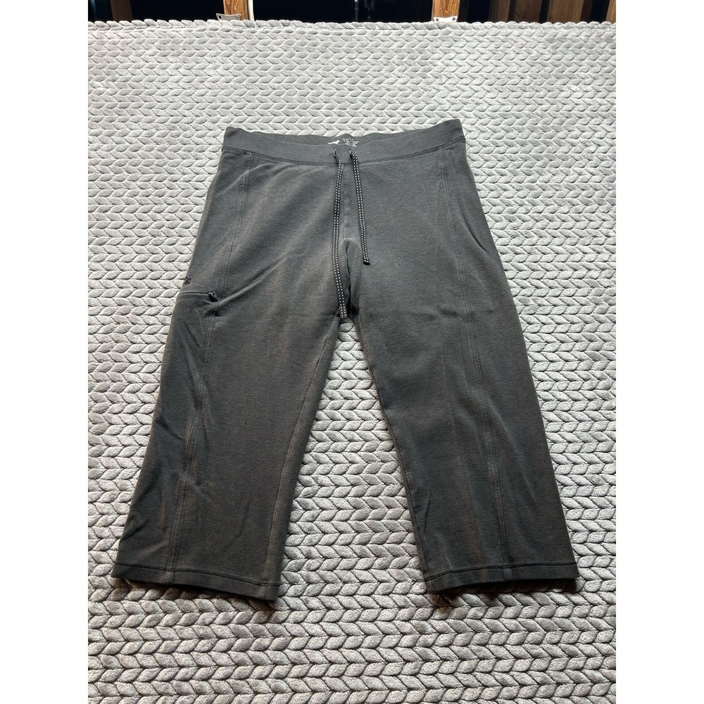 Horny Toad Fleece Crop Pants Women's M Gray Drawstring Yoga Travel Hiking Zip